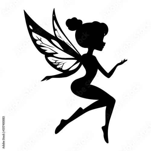 Enchanting Fairy with Butterfly Wings Silhouette