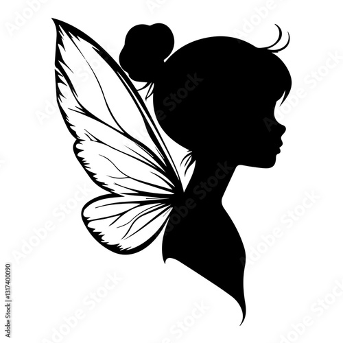 Enchanting Fairy with Butterfly Wings Silhouette