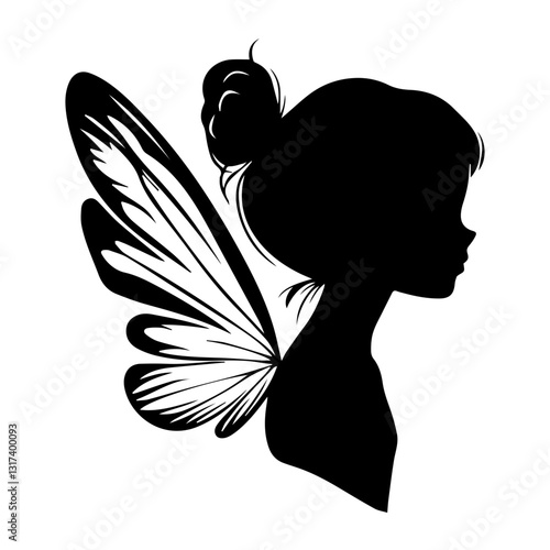 Enchanting Fairy with Butterfly Wings Silhouette