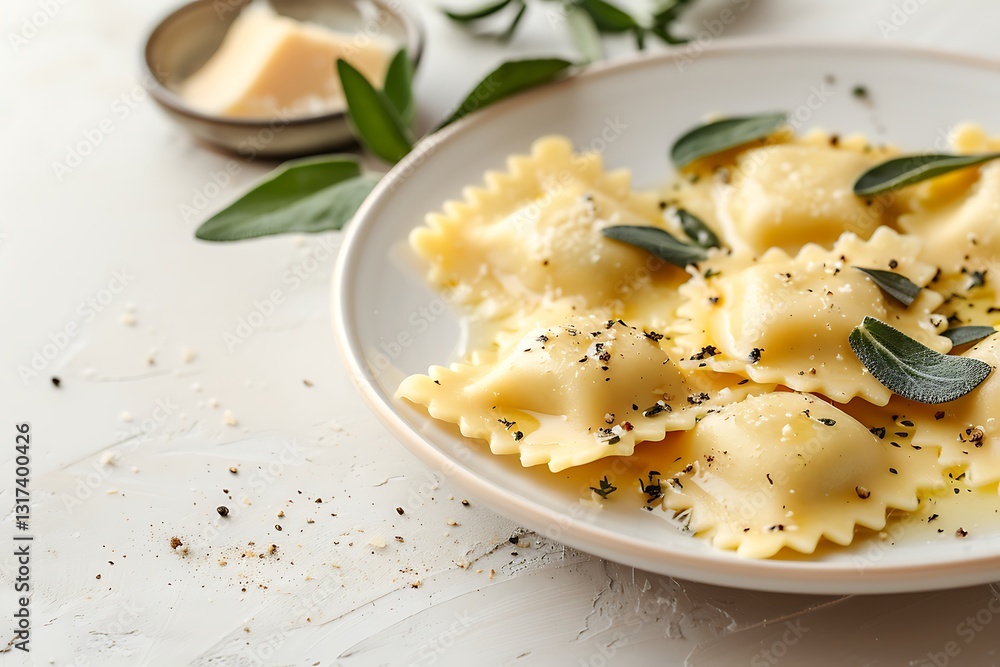a palate filled with pasta and garnishing with greeb leaves a palate filled with pasta and garnishing with greeb leaves