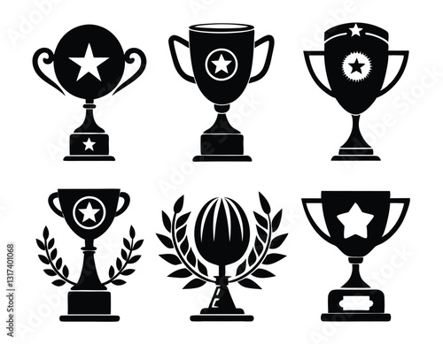 Set of Black and White Award Trophies