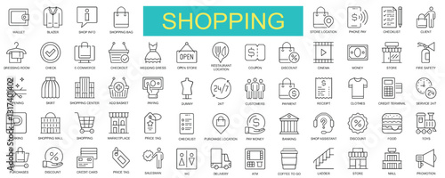Shopping and Retail Icon Set || Line Art Collection for E-commerce and Stores
 | Thin Line Vector Pack