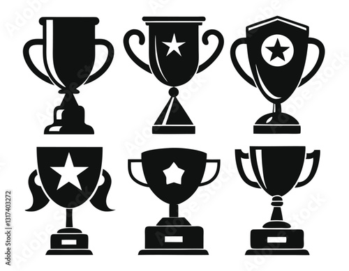Set of Black and White Award Trophies
