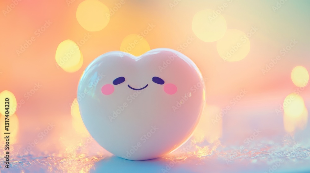Cute smiling heart on bokeh background. (1) Cute smiling heart on bokeh background. (1)