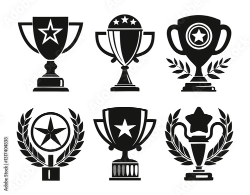 Set of Black and White Award Trophies