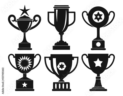 Set of Black and White Award Trophies