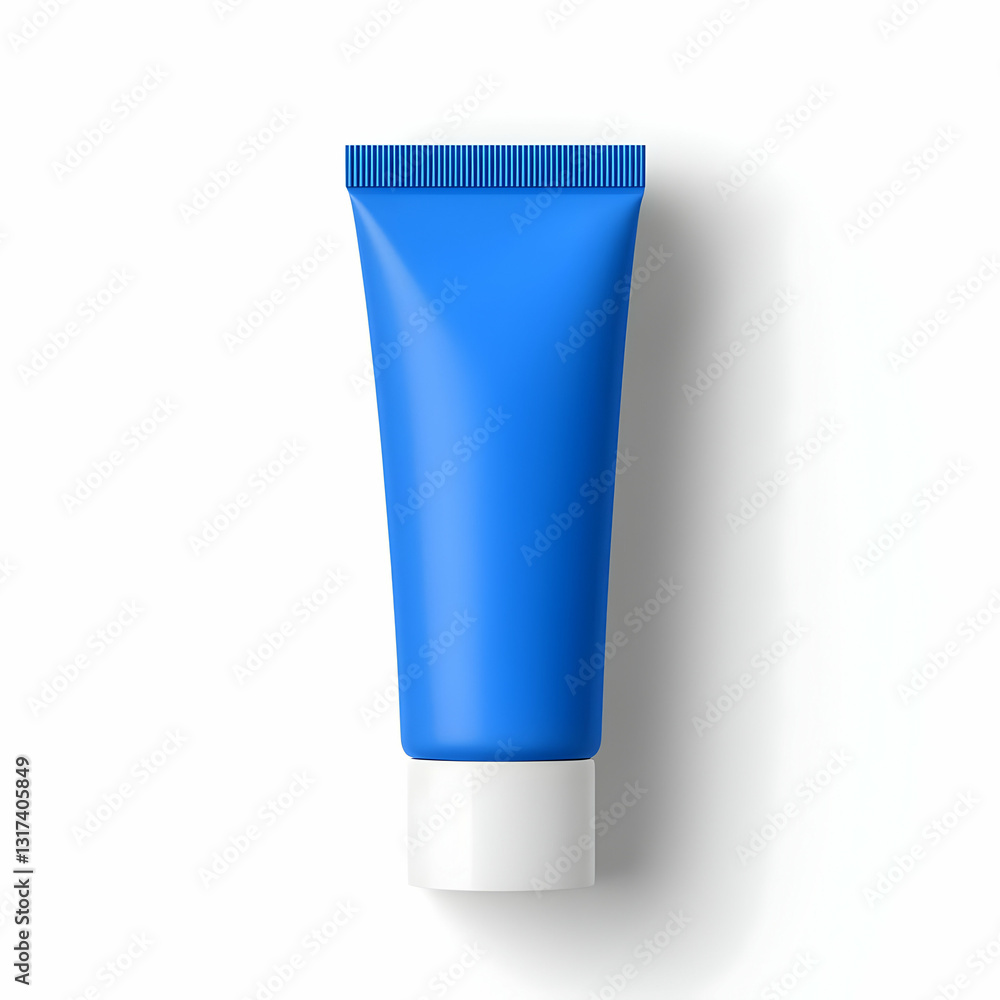 Blue Cosmetic Tube of Cream or Lotion on a White Background Blue Cosmetic Tube of Cream or Lotion on a White Background