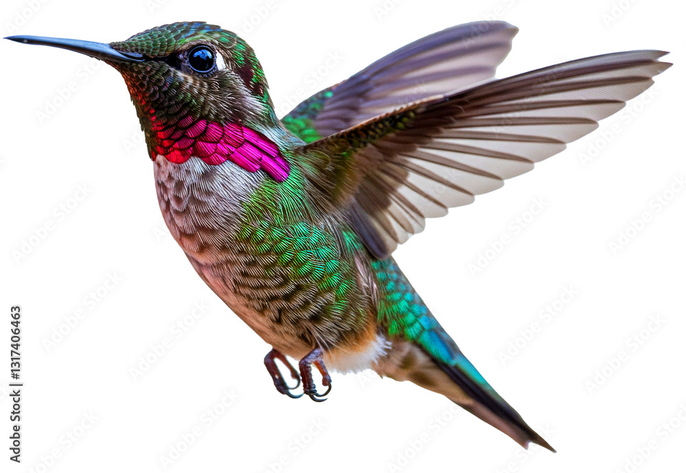 Fototapeta premium humming bird flying, isolated on a transparent background. PNG Images. generative AI. 