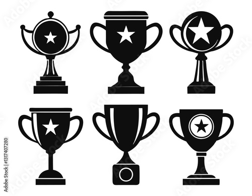 Set of Black and White Award Trophies