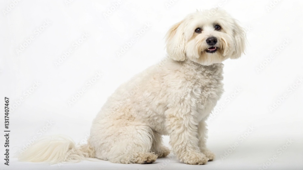 Obraz premium bolognese dog in full view on white studio background