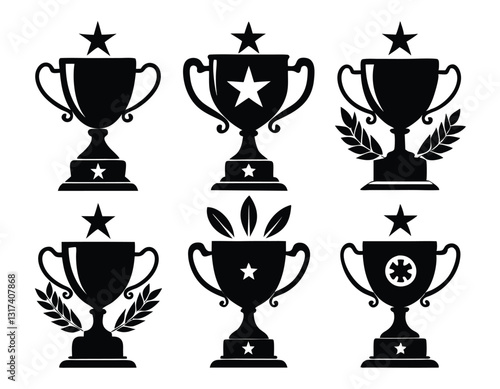 Set of Black and White Award Trophies
