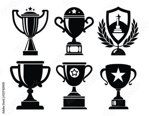 Set of Black and White Award Trophies