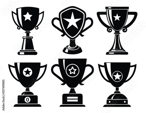 Set of Black and White Award Trophies