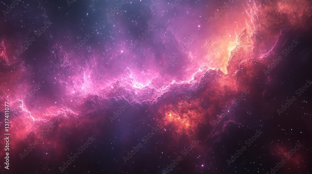 Galactic Cloudscape Featuring Dark Charcoal and Electric Pink Waves in a Cosmic Landscape Galactic Cloudscape Featuring Dark Charcoal and Electric Pink Waves in a Cosmic Landscape