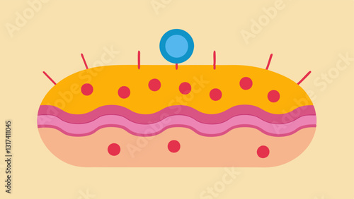 Skin Barrier Repair An illustration showing exosomes reinforcing the skin barrier represented as a protective layer being built up on the skins surface.