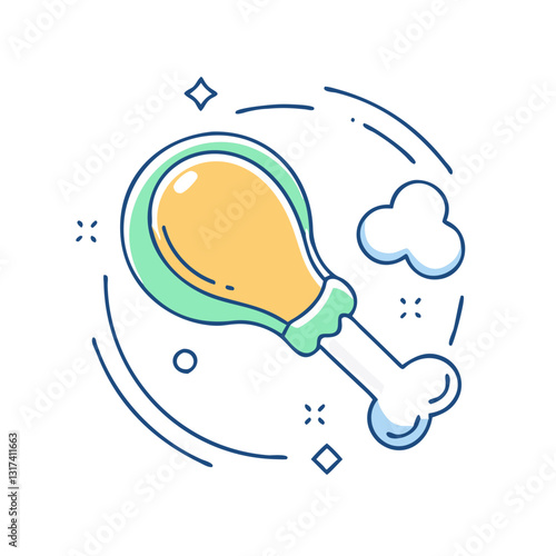 Chicken drumstick icon, symbolizing meat, kitchen, and dinner