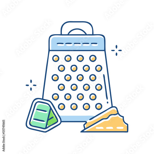 Cheese grater icon, symbolizing cooking, kitchen, and convenience