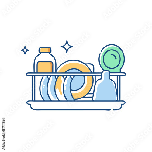 Dish rack icon, symbolizing kitchen, order, and cleanliness