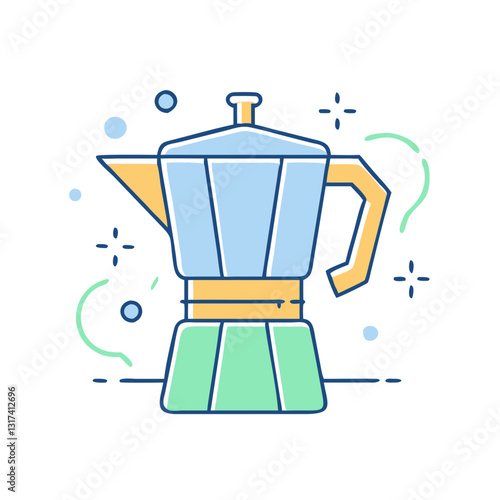Moka pot icon, symbolizing coffee, kitchen, and morning ritual, coffee grinder