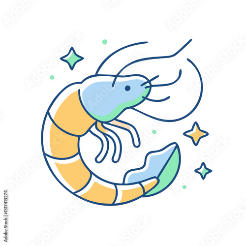 Shrimp icon, symbolizing seafood, kitchen, and delicacies