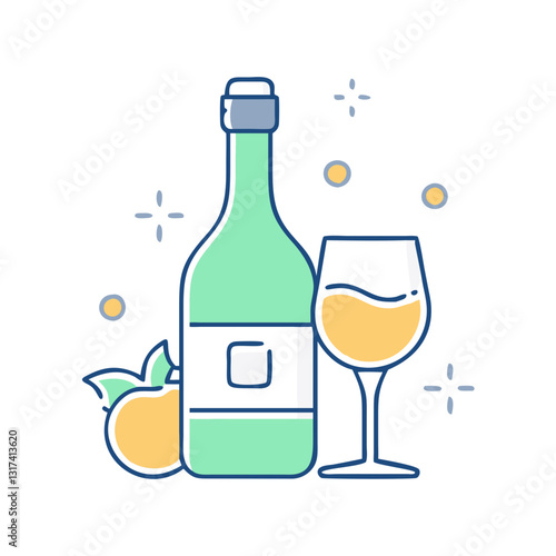 Wine bottle icon, symbolizing beverages, kitchen, and celebrations