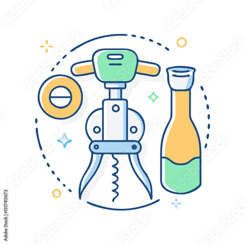 Wine opener icon, symbolizing beverages, kitchen, and convenience