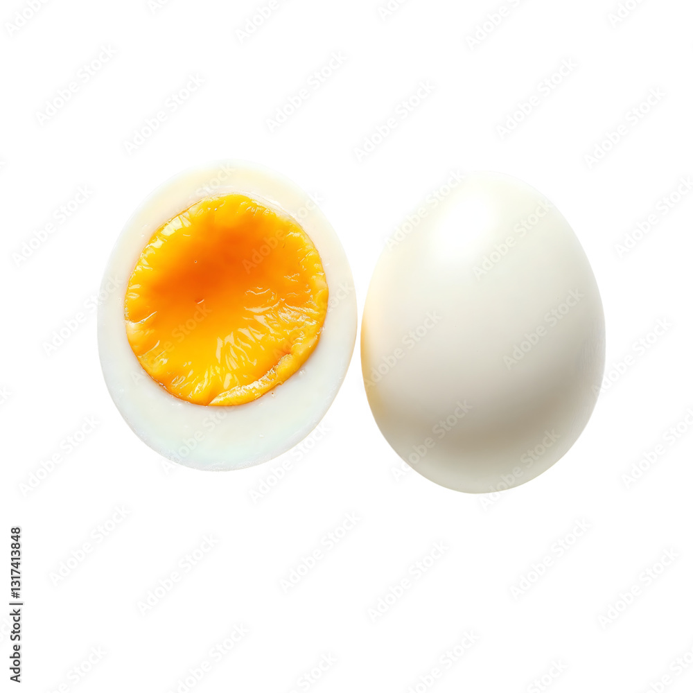 Perfectly Halved Boiled Egg with Vibrant Yellow Yolk Perfectly Halved Boiled Egg with Vibrant Yellow Yolk