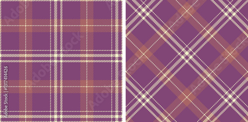Neon Ecru and Rich Bruise Seamless Tartan Fabric Design