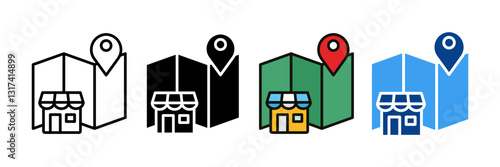 Franchise Location Icon Set Multiple Style Collection