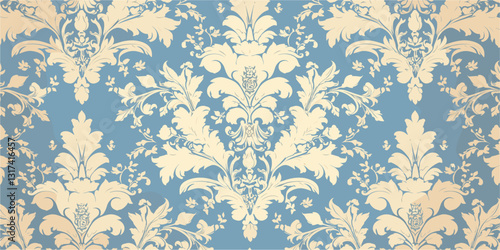 Elegant floral motif pattern in flat style - vintage floral icons set.