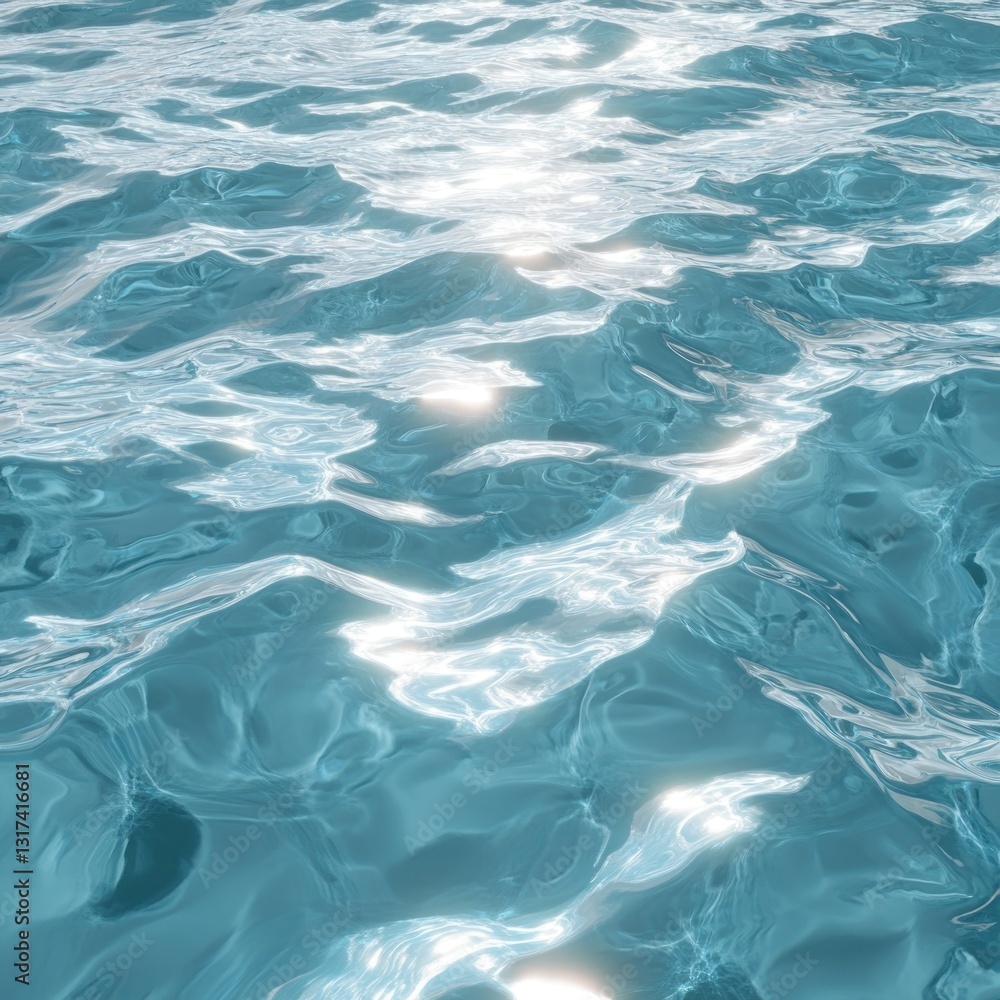Fototapeta premium Rippling, turquoise water surface. Sunlight reflections