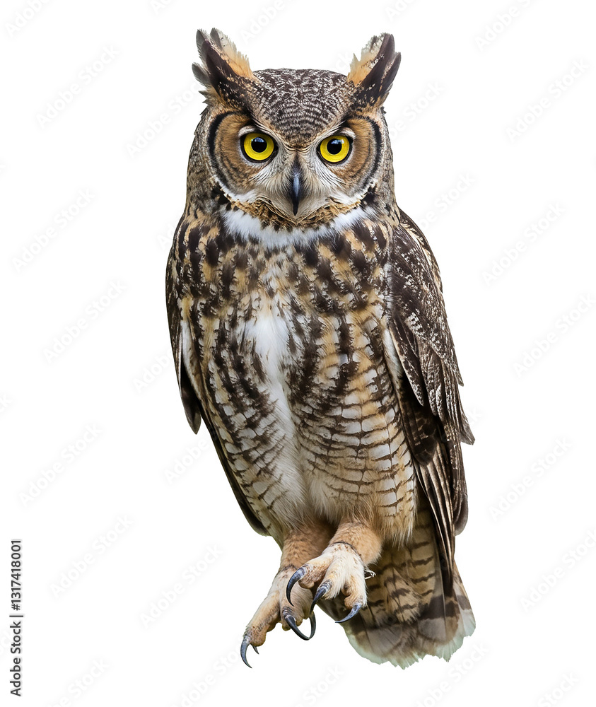 Obraz premium owl close up. isolated on a transparent background. PNG Images. generative AI. 