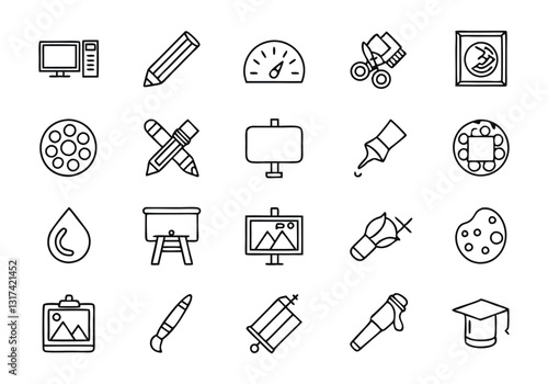 Art, Creativity, and Graphic Design Editable Stroke Outline Icons Set