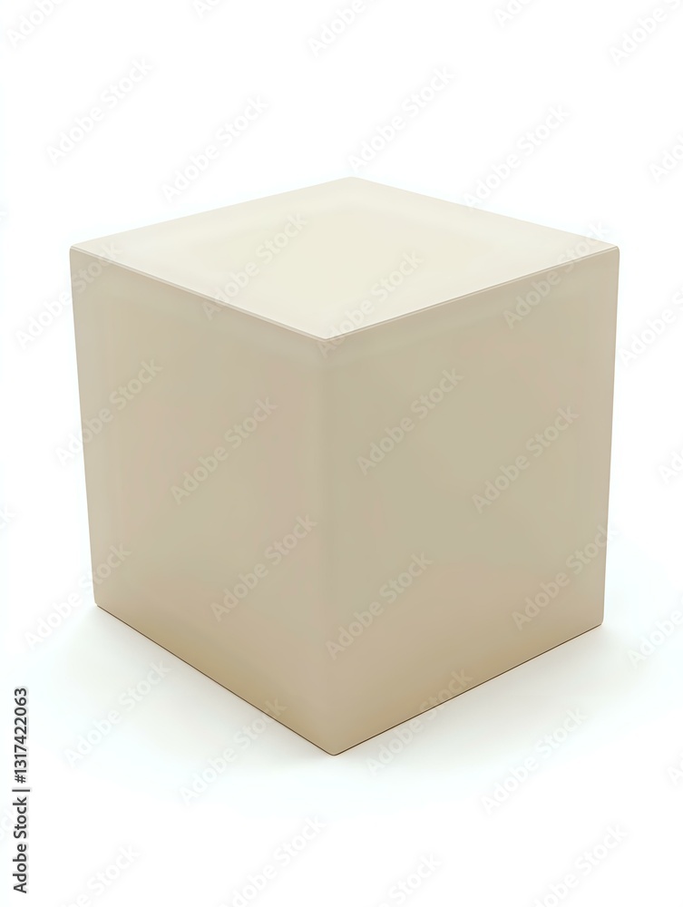 Simple white cube shape on isolated background, geometric minimalist design element for creative projects and presentations, clean modern form on white.