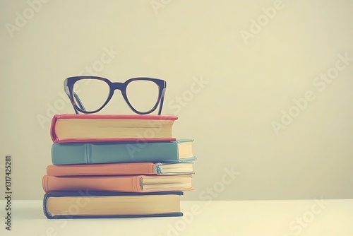 A Stack of Books with Glasses - A Still Life of Knowledge