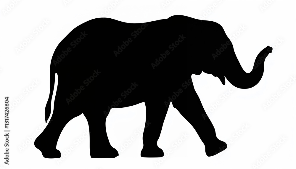 Silhouette of an elephant walking on white background Silhouette of an elephant walking on white background