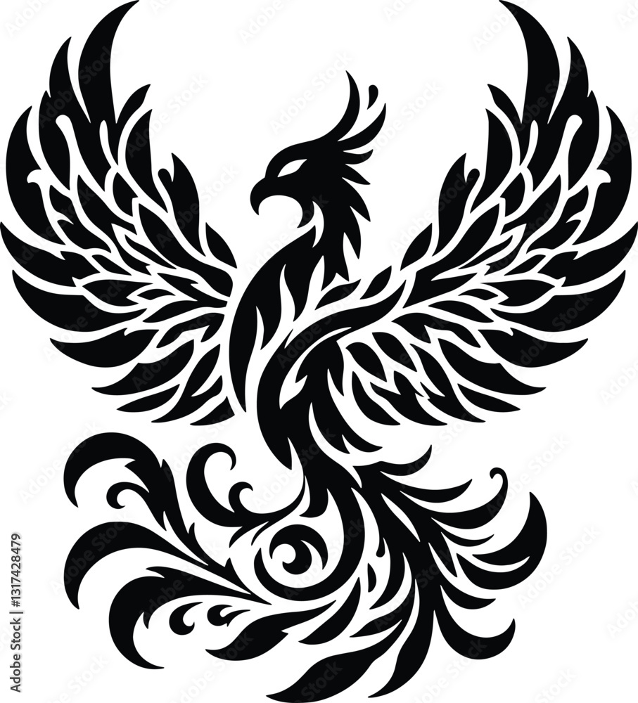 Phoenix bird silhouette, Tribal Phoenix bird Tattoo, Design, art Phoenix bird silhouette, Tribal Phoenix bird Tattoo, Design, art