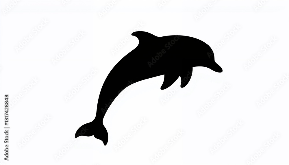 Dolphin leaping in silhouette against a plain background Dolphin leaping in silhouette against a plain background