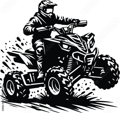 ATV quad wheeler - ATV quad bike Rider, motocross rider silhouette, design, art, illustration