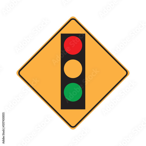 Simplified vector graphic of a traffic light sign featuring red, yellow, and green signals for traffic control