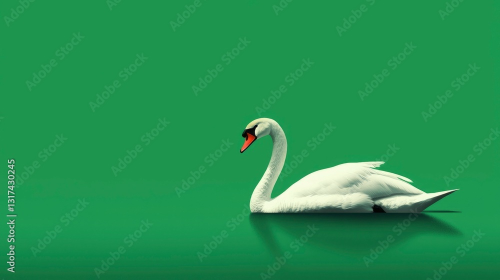Fototapeta premium Swan on Green Background