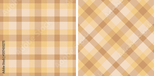 Dark Fawn Seamless Tartan with Light Tan accents Fabric Design