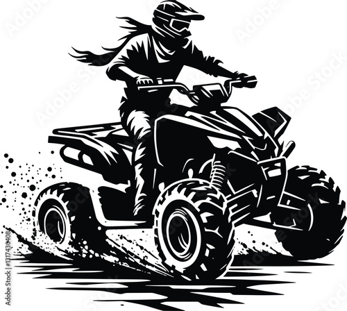 ATV quad wheeler - ATV quad bike Rider, motocross rider silhouette, design, art, illustration