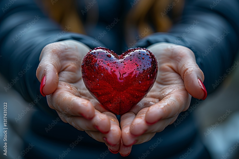 Red Heart in Hands Symbolizing Love