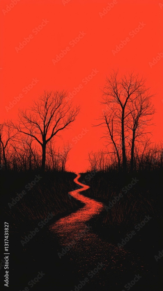 Red Path Through Trees Red Path Through Trees