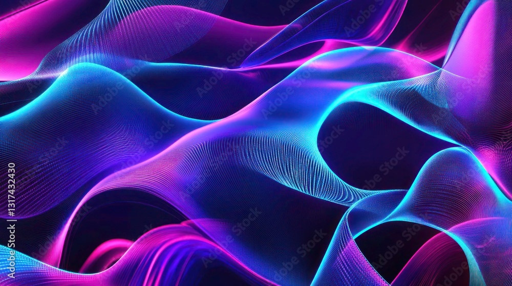 Obraz premium Abstract waves background with glowing neon gradient lights, cosmic energy