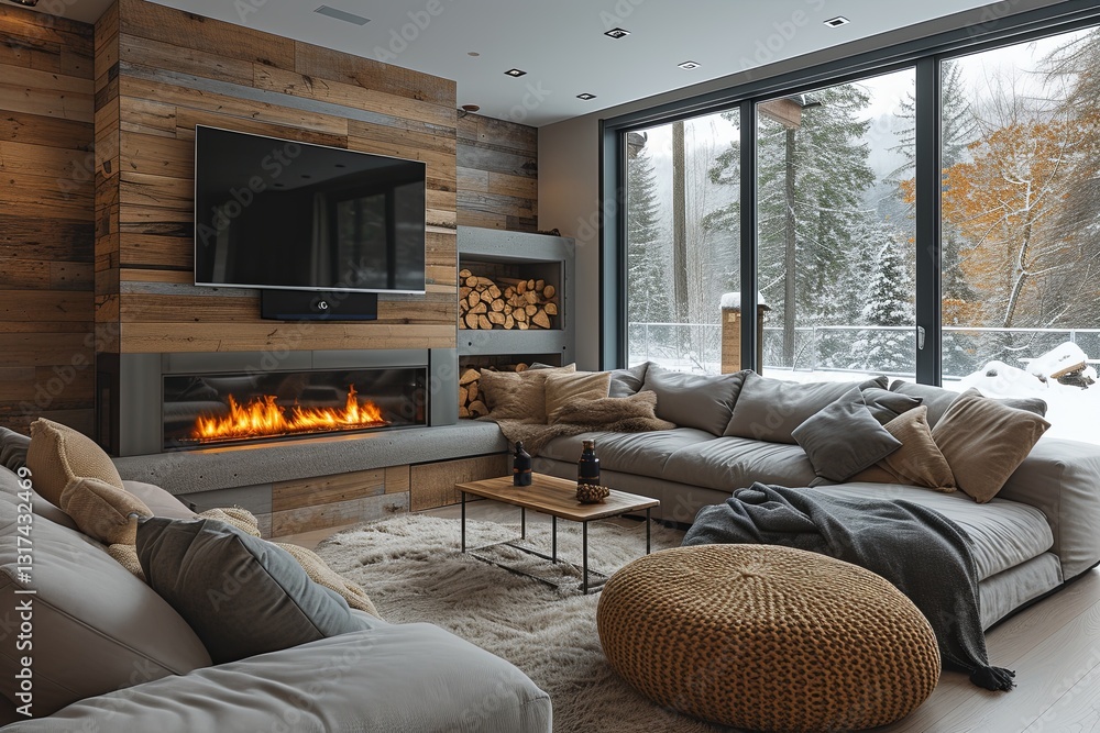Elegant Mountain Cabin With Large Fireplace