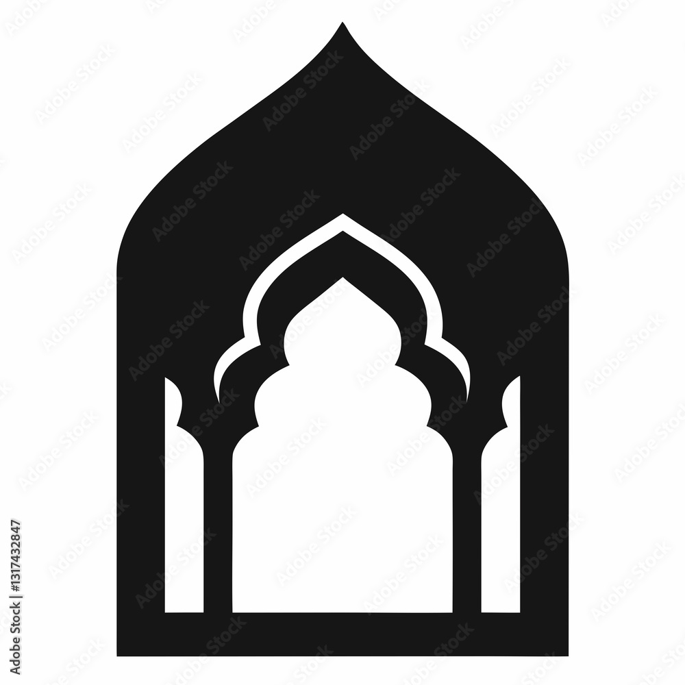 Islamic window shape silhouette vector on white background Islamic window shape silhouette vector on white background