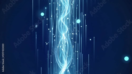Abstract Blue Spiral Light Waves on Dark Background