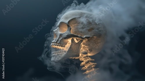 Skull shrouded in smoke
